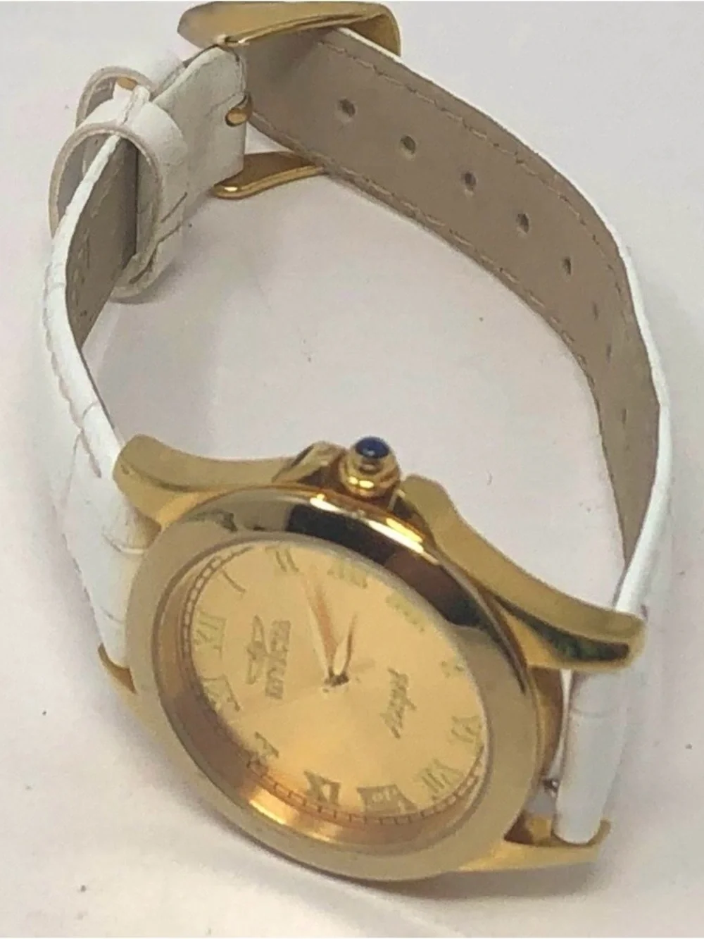 Invicta Angel Gold Roman Dial White Leather Strap Women's Watch Strap 30mm